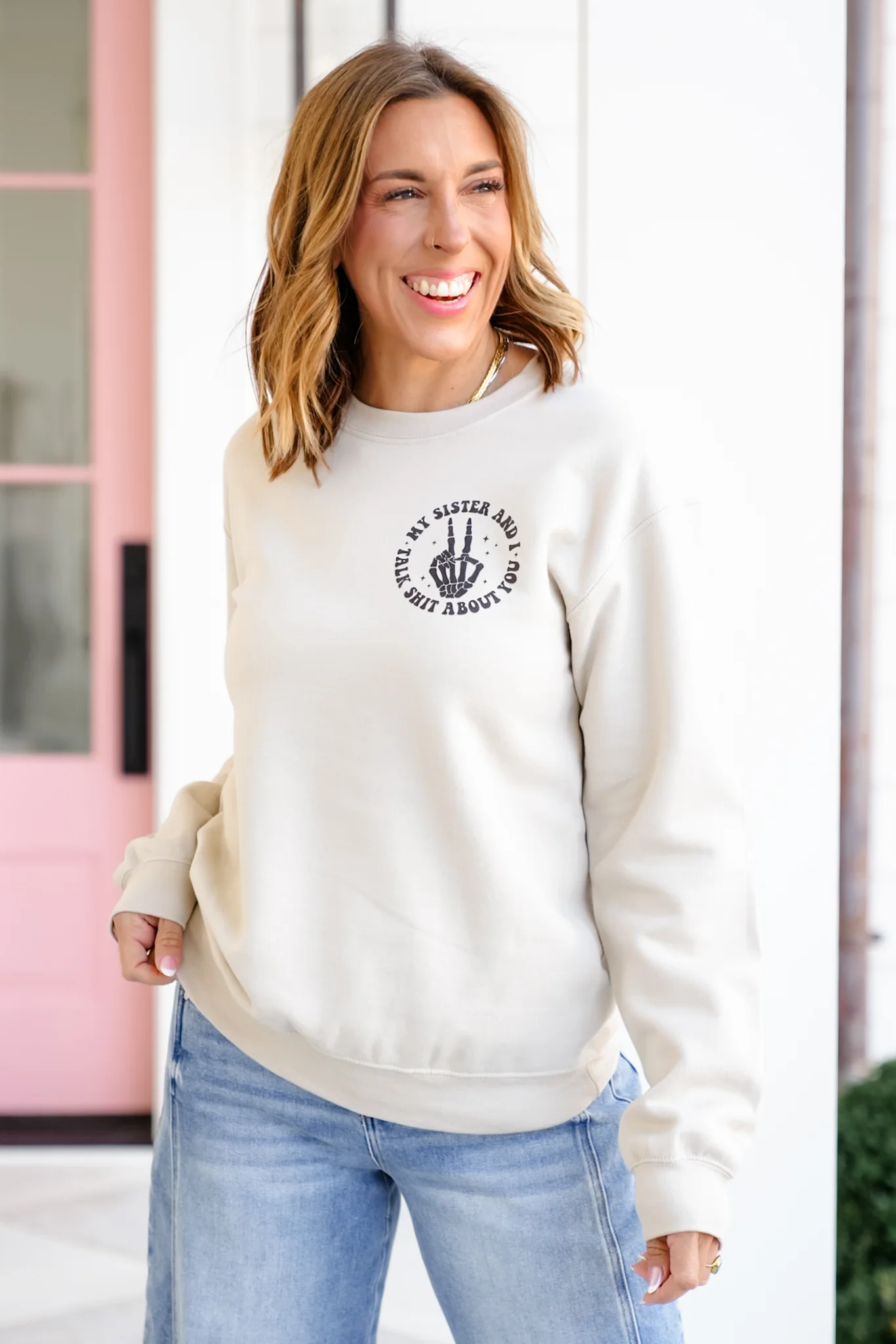 Plus/Reg Long Sleeve "My Sister And I Talk" Graphic Sweatshirt - Image 2