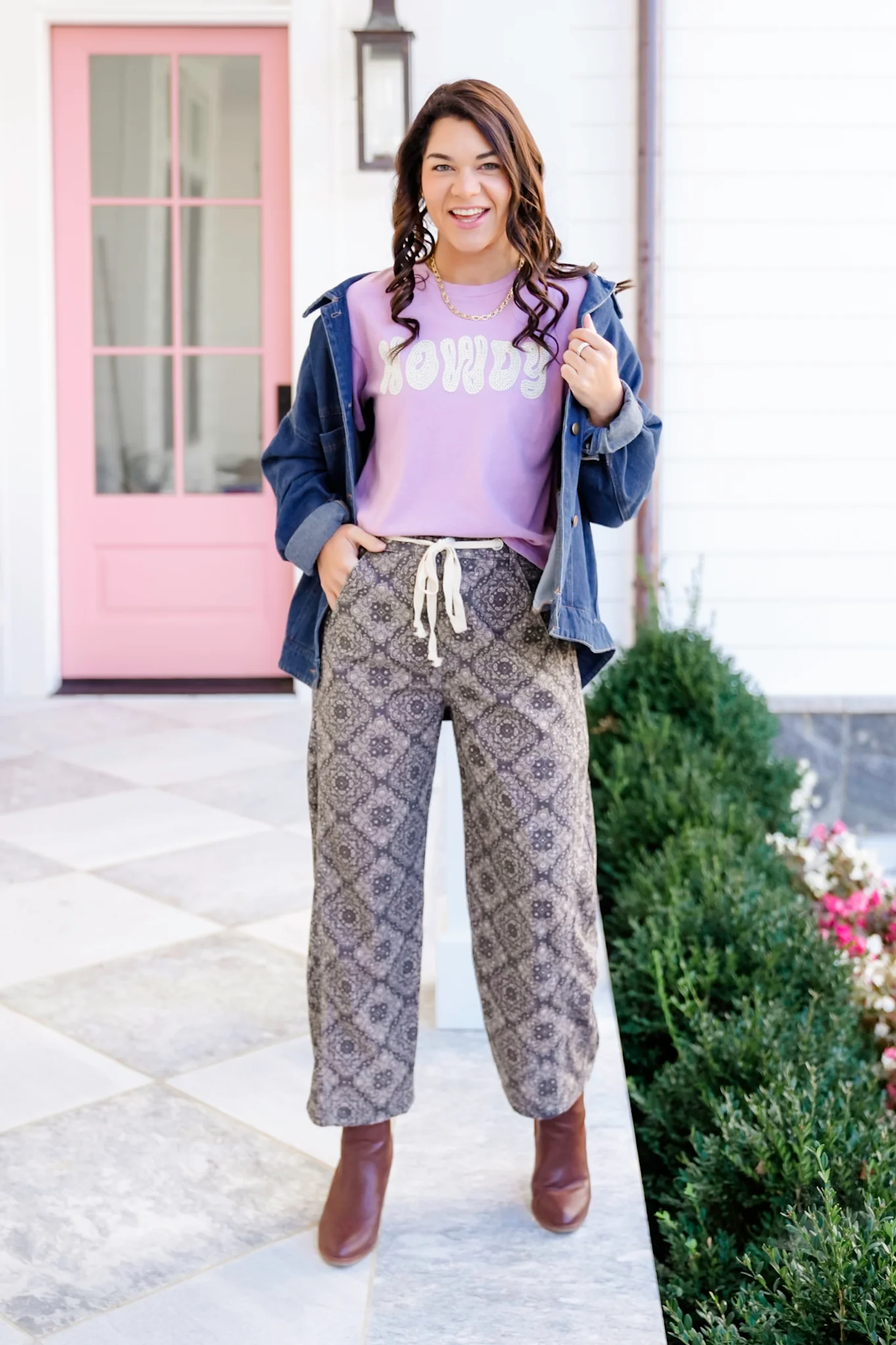 Plus/Reg Paisley Print Corduroy Straight Leg Pants - Image 8
