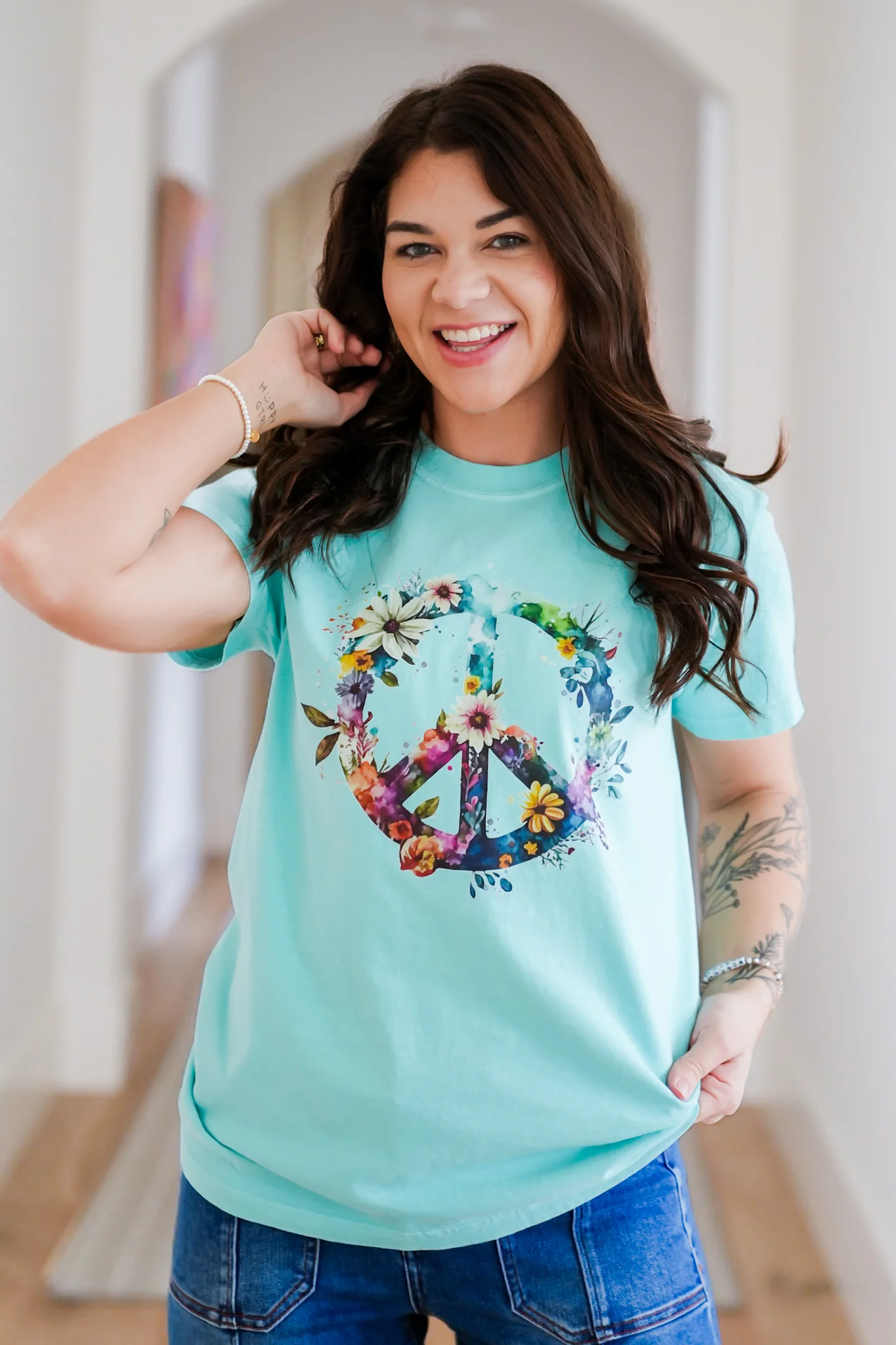Plus/Reg Short Sleeve Peace Sign Graphic Tee - Image 3