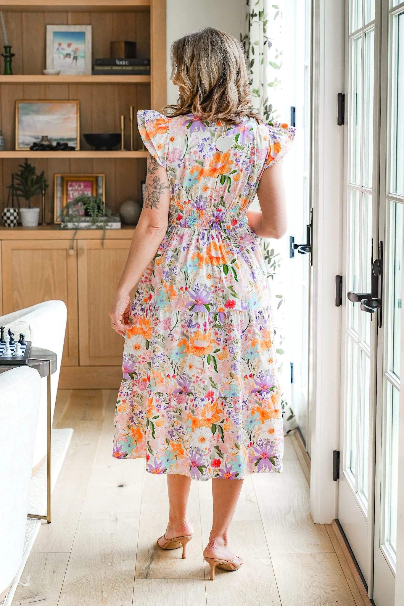 Plus/Reg Sleeveless Floral Print Midi Dress with Front Neck Tie - Image 6