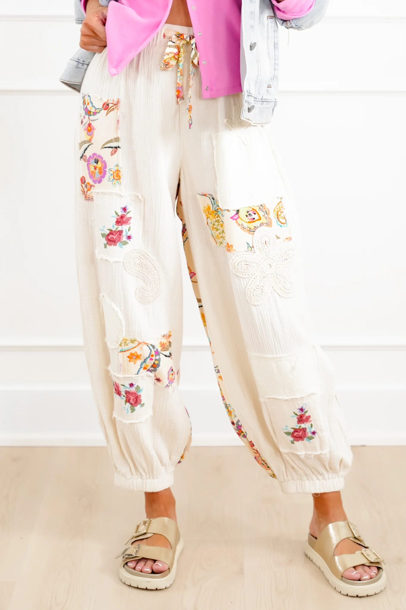 POL Elastic Waist Jogger Pants with Floral Print - Image 6