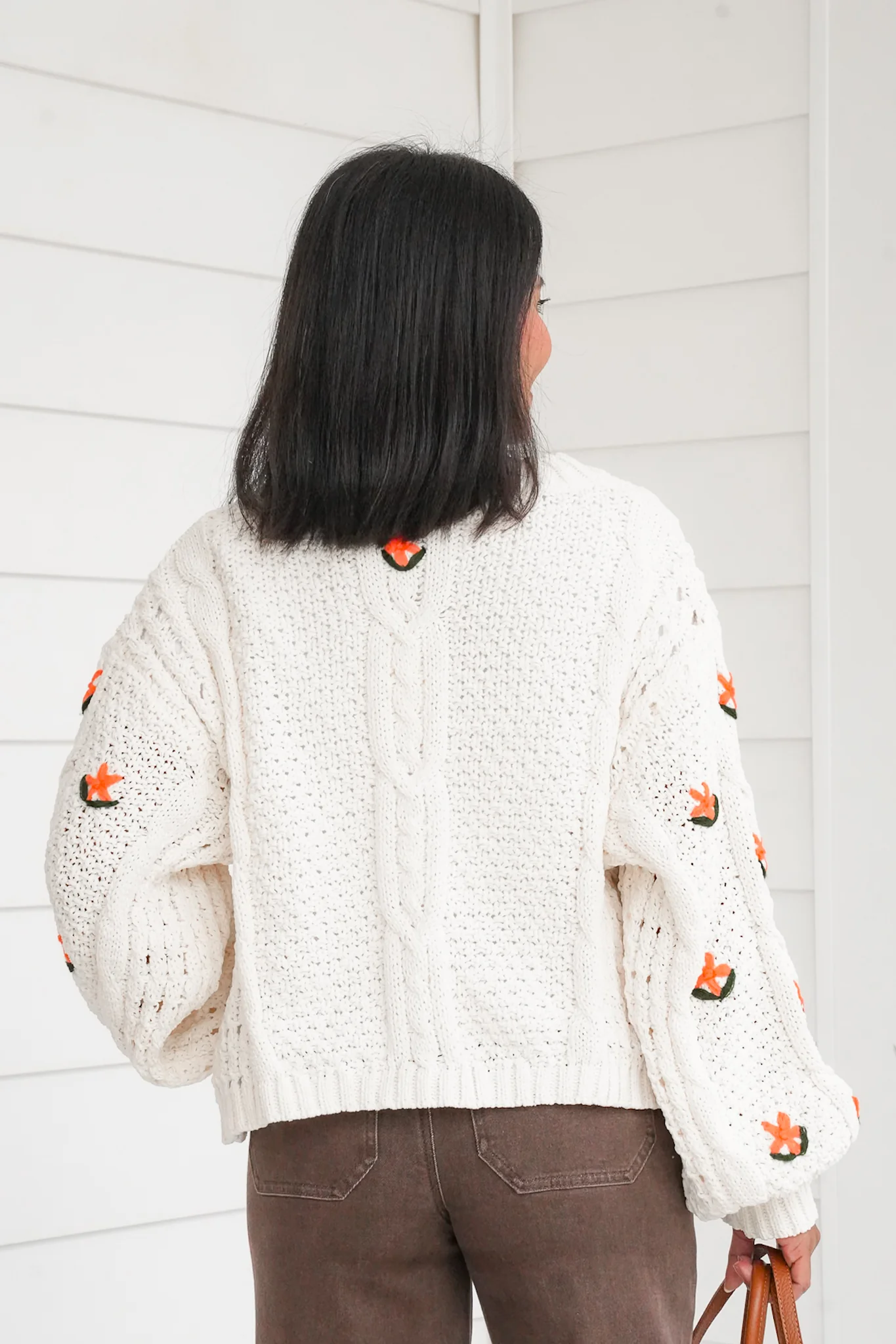 POL Floral Embroidered Long Sleeve Button Up Sweater - Image 6