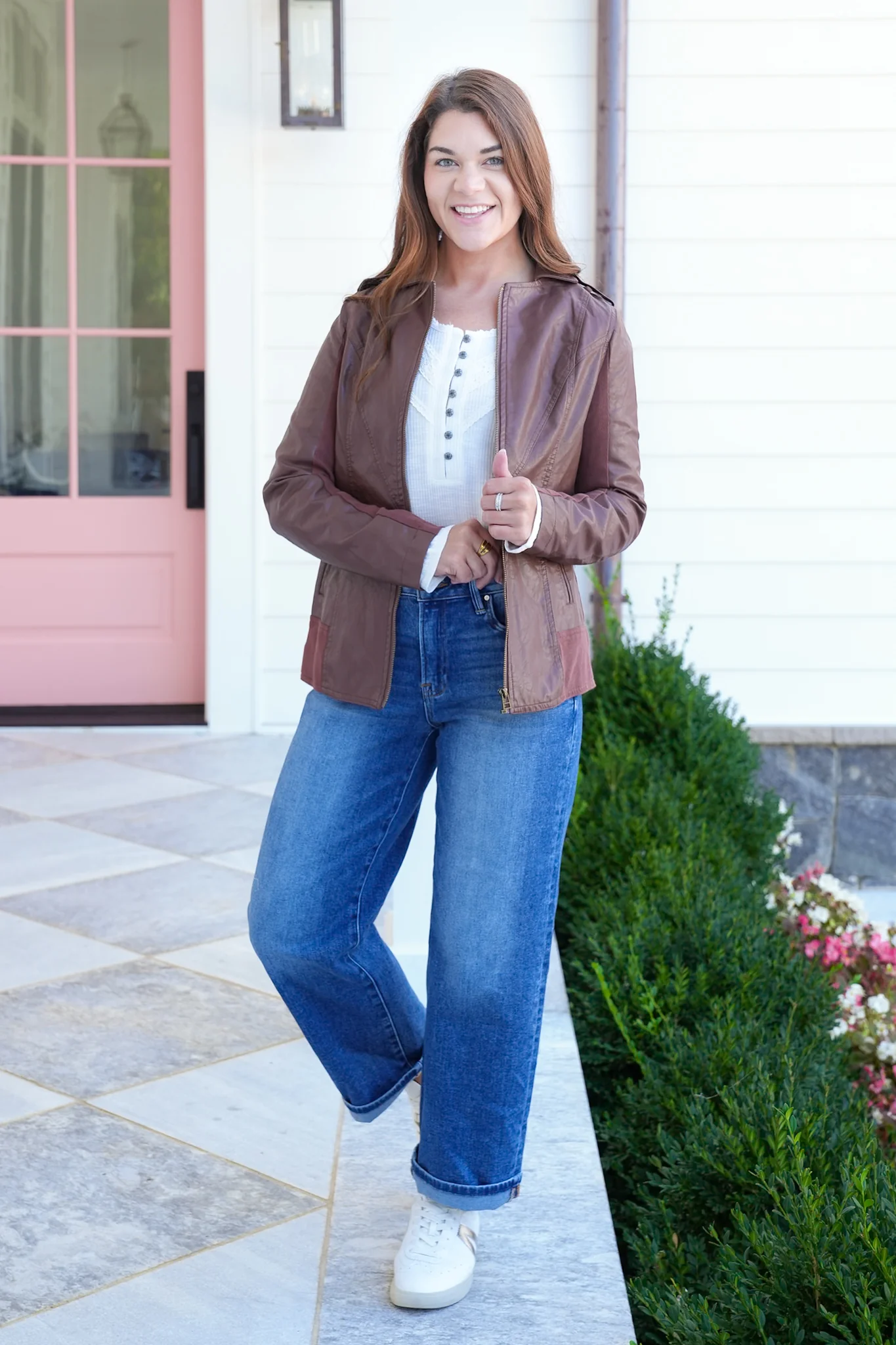 POL Ribbed Long Sleeve Half Button Up Top - Image 11