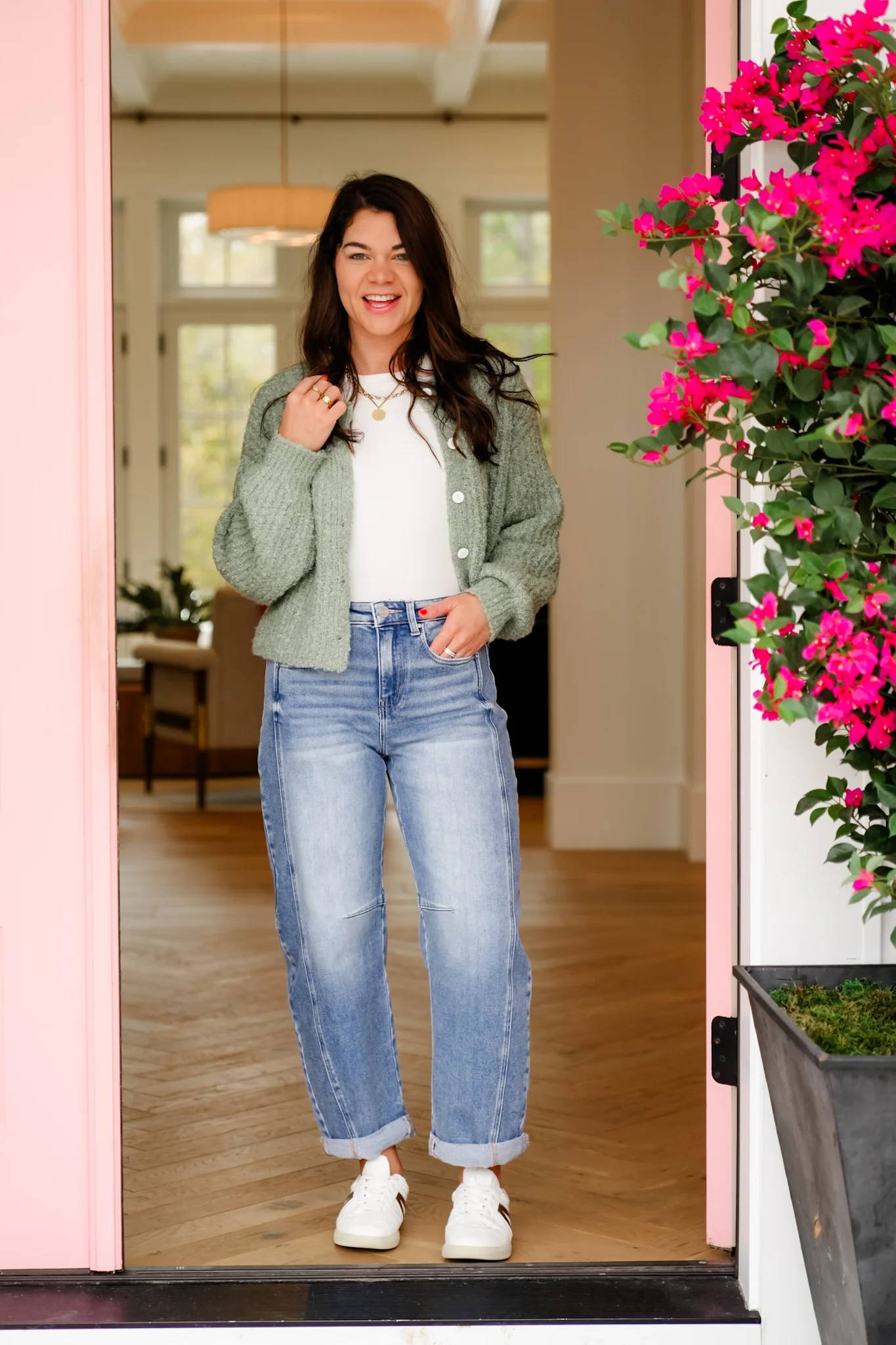 Risen High Rise Medium Wash Boyfriend Cuffed Barrel Jeans - Image 6