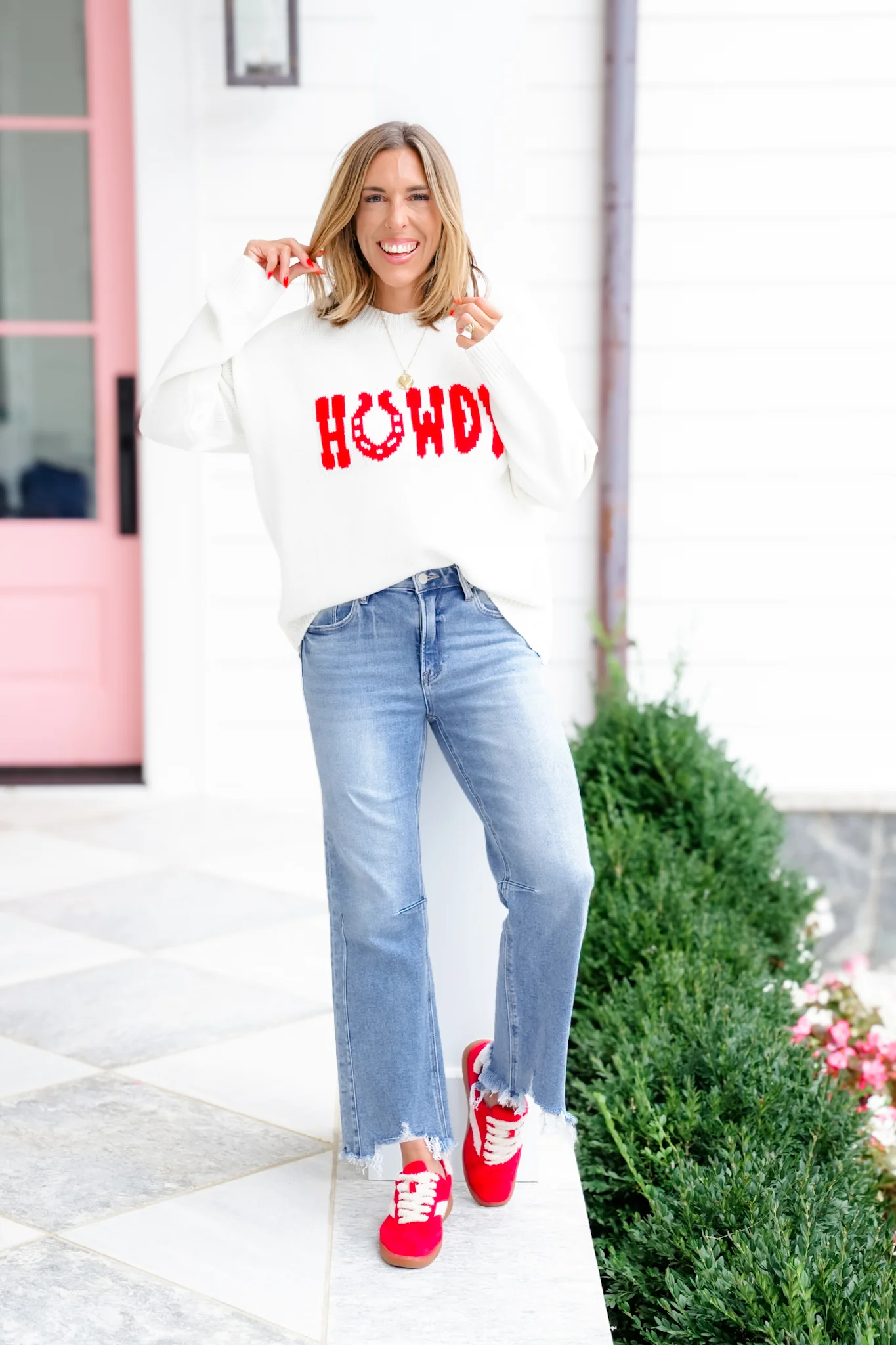 Risen High Rise Medium Wash Crop Straight Leg Jeans with Step Hem - Image 14