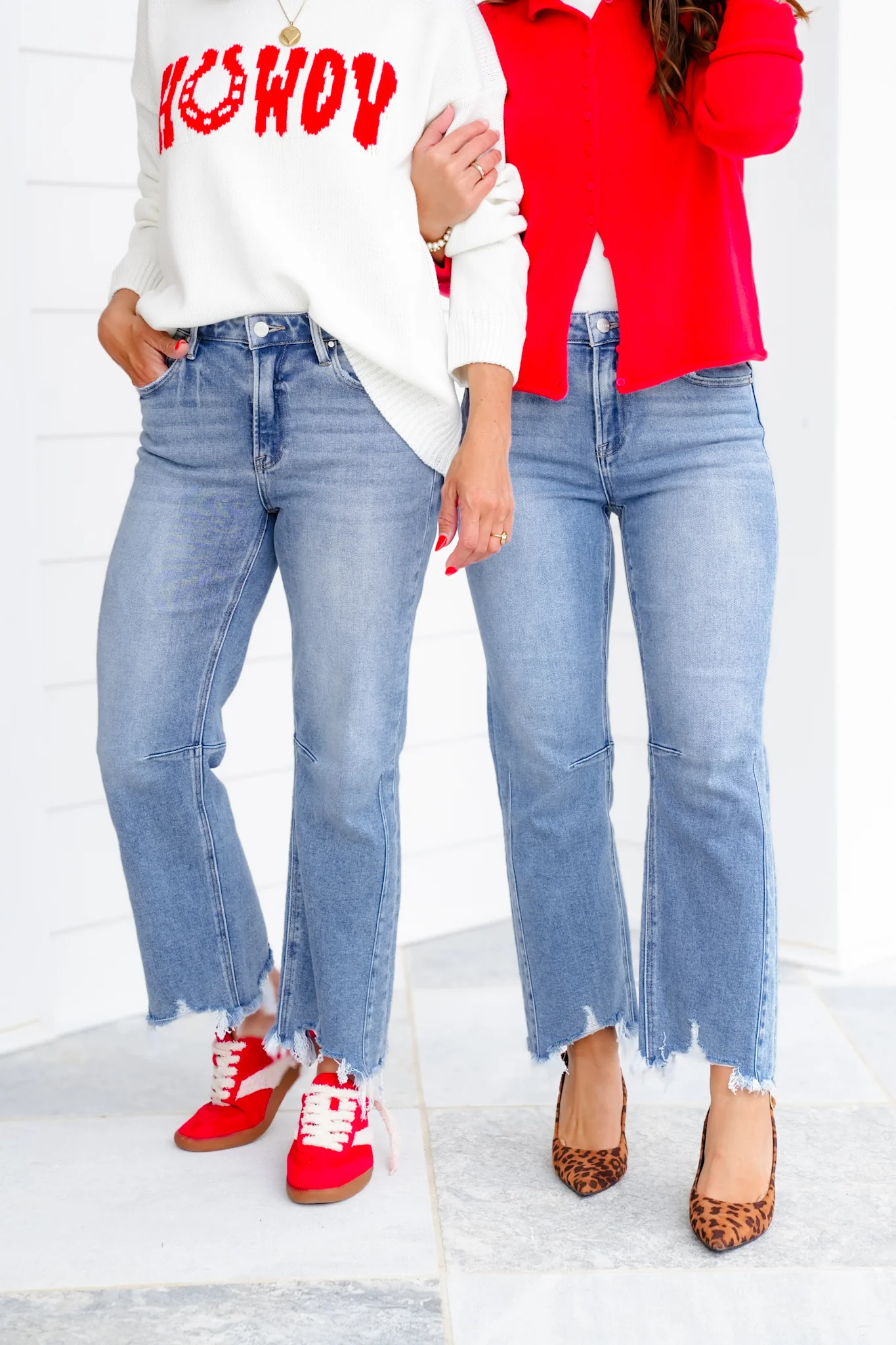 Risen High Rise Medium Wash Crop Straight Leg Jeans with Step Hem - Image 5