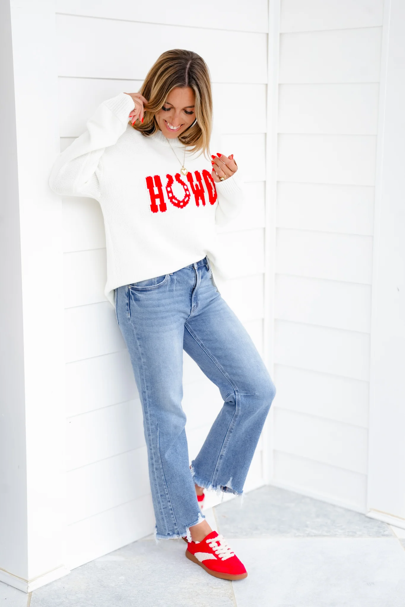 Risen High Rise Medium Wash Crop Straight Leg Jeans with Step Hem - Image 7