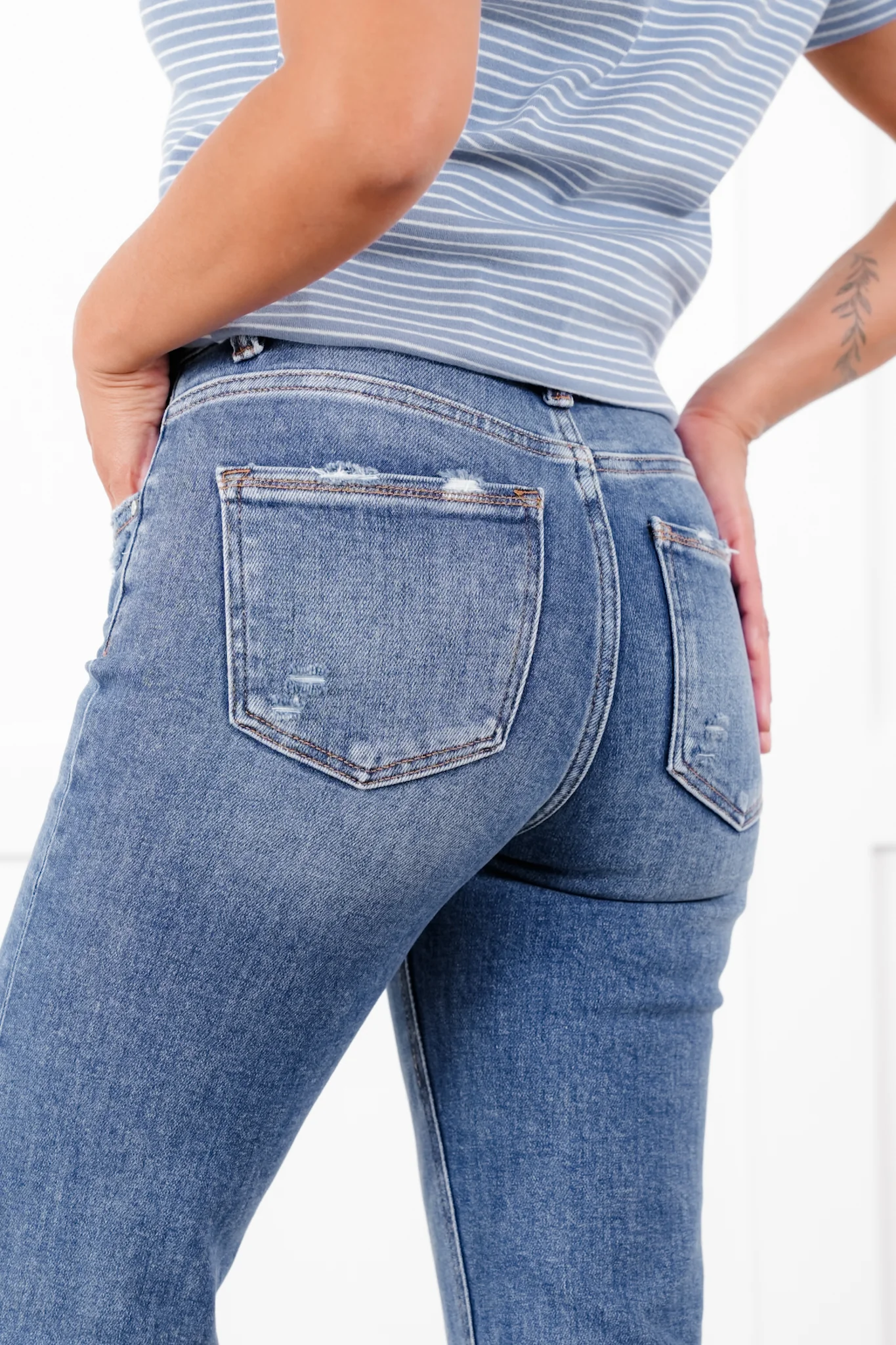 Risen High Rise Medium Wash Tummy Control Straight Leg Jeans - Image 3