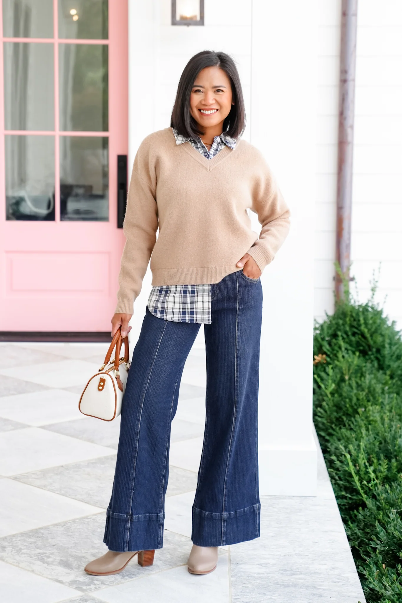 Risen "Poppy Lane" Multiple Inseam Mid Rise Dark Wash Wide Leg Jeans with Wide Hem - Image 9