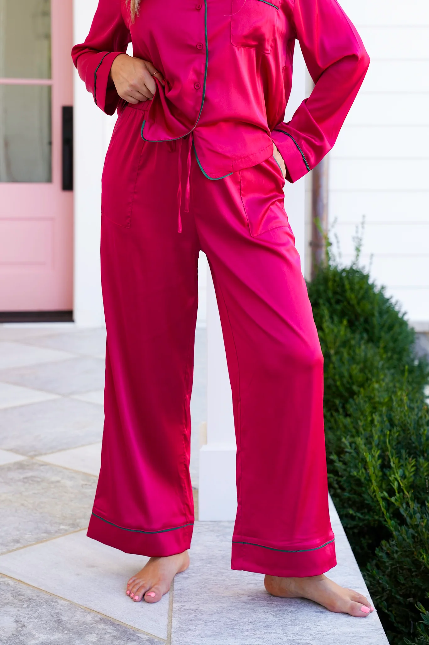 Satin Long Sleeve Top and Pants Lounge Set - Image 5