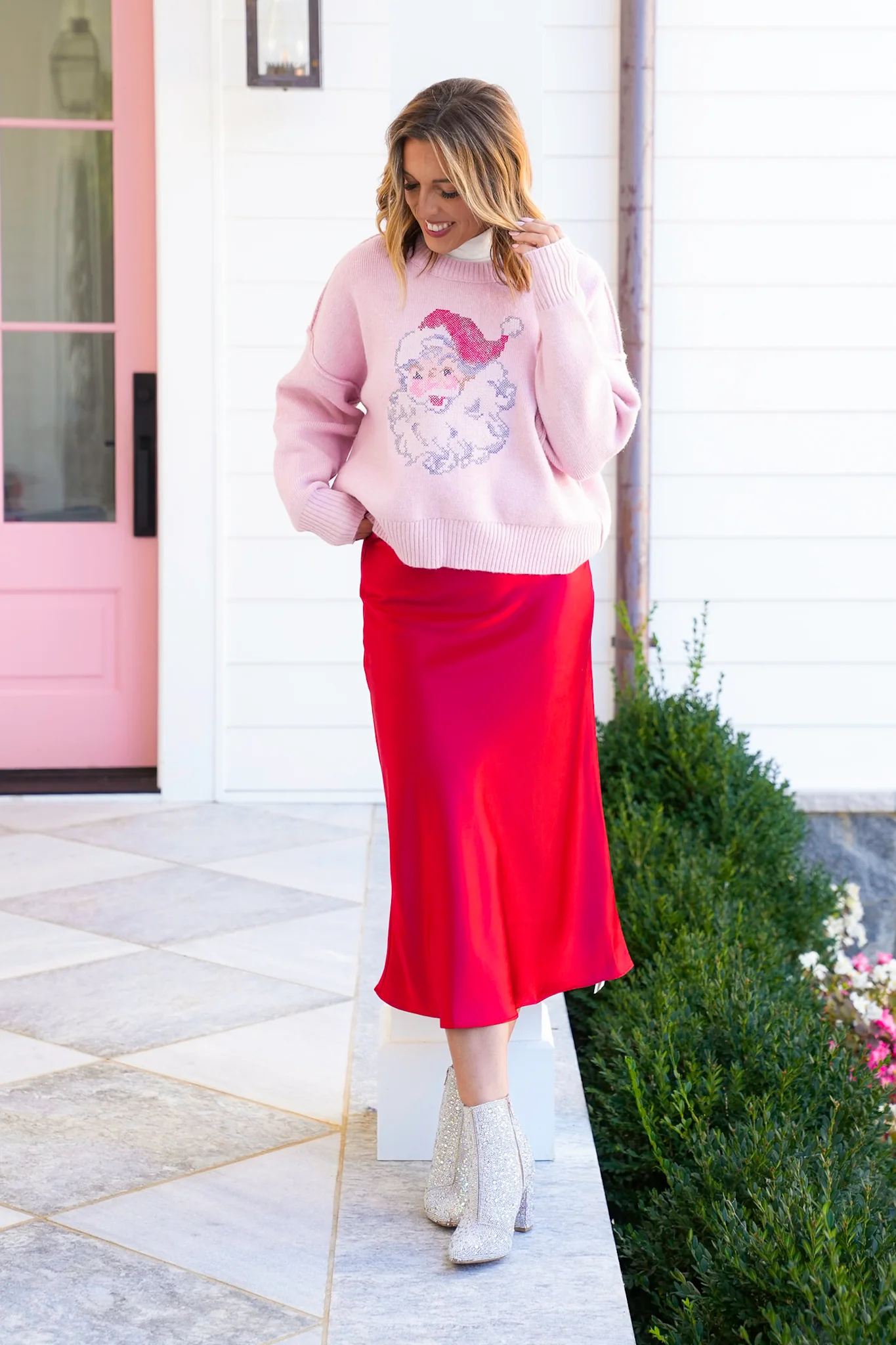 Satin Elastic Back Midi Skirt - Image 4