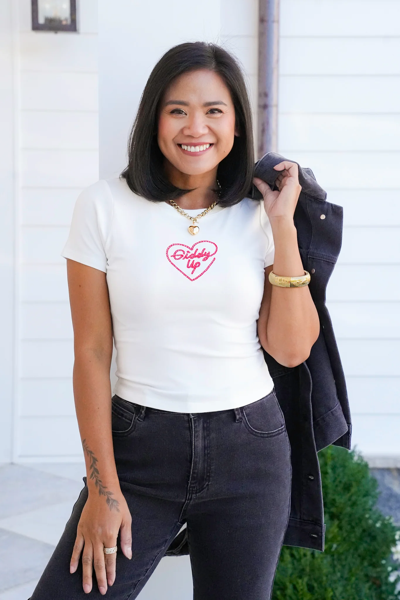 Short Sleeve Embroidered "Giddy Up" Tee - Image 2