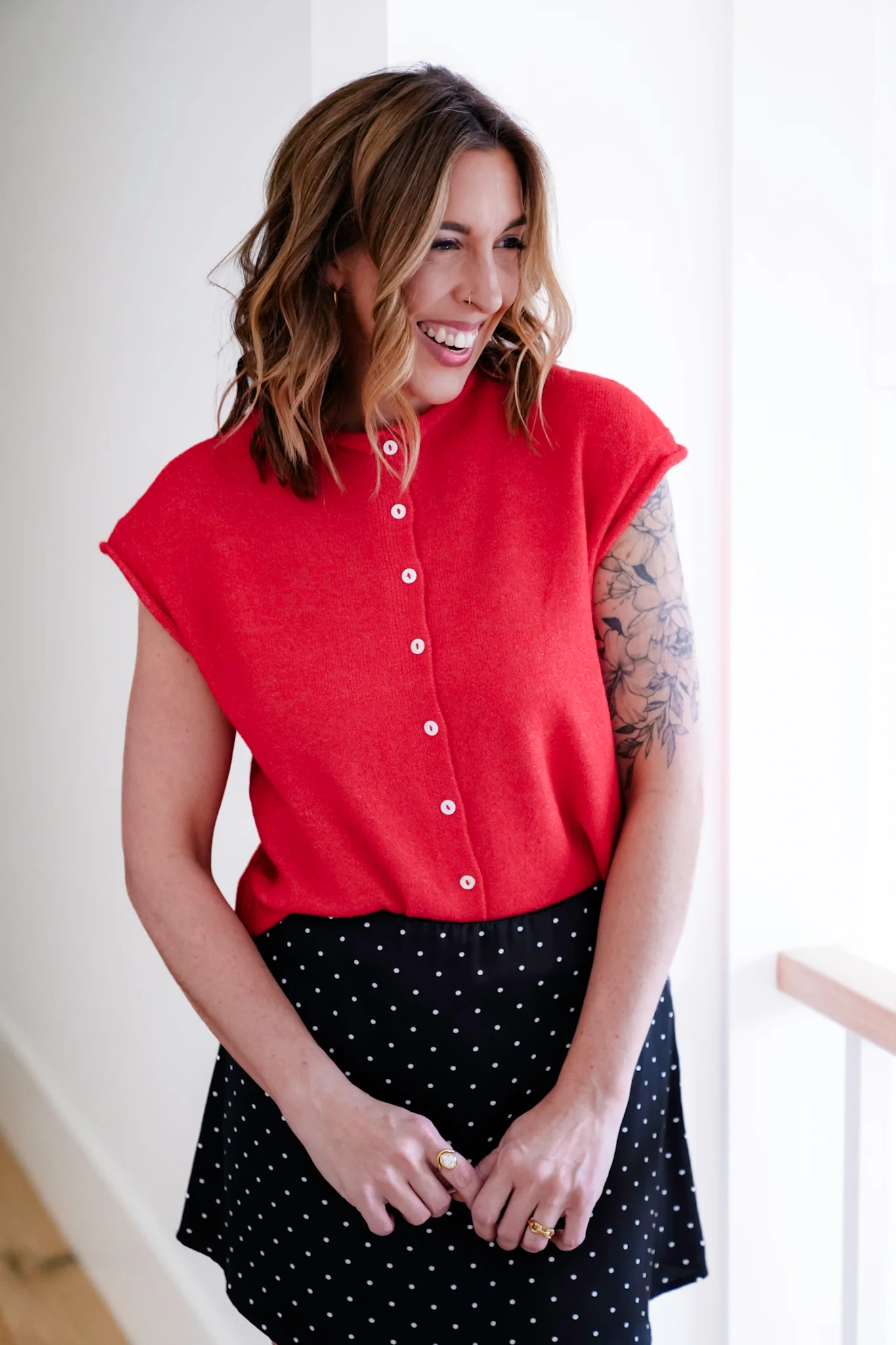 Sleeveless Button Down Sweater Vest - Image 3