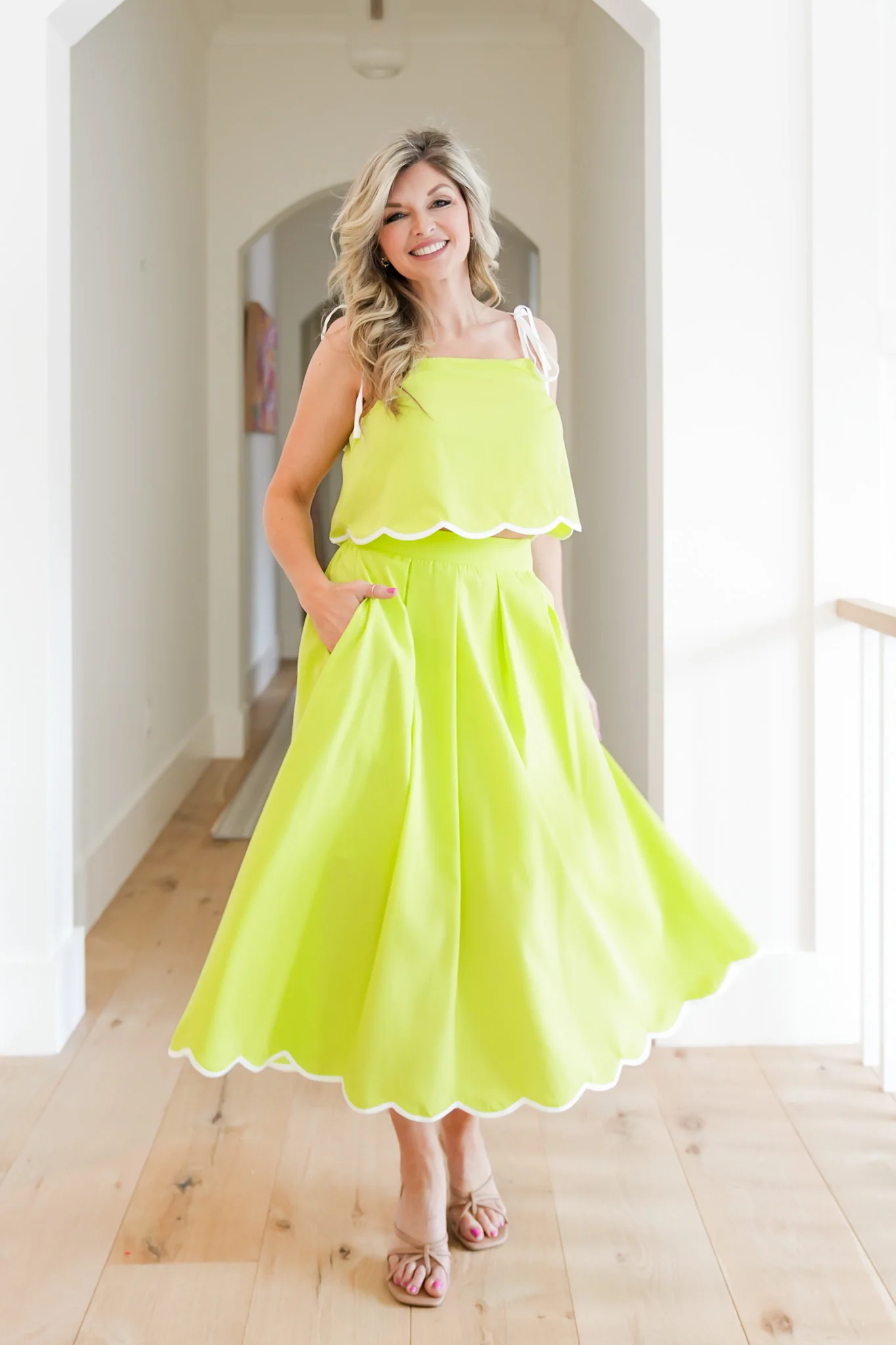 Sleeveless Crop Top with Scallop Hem Detail - Image 7