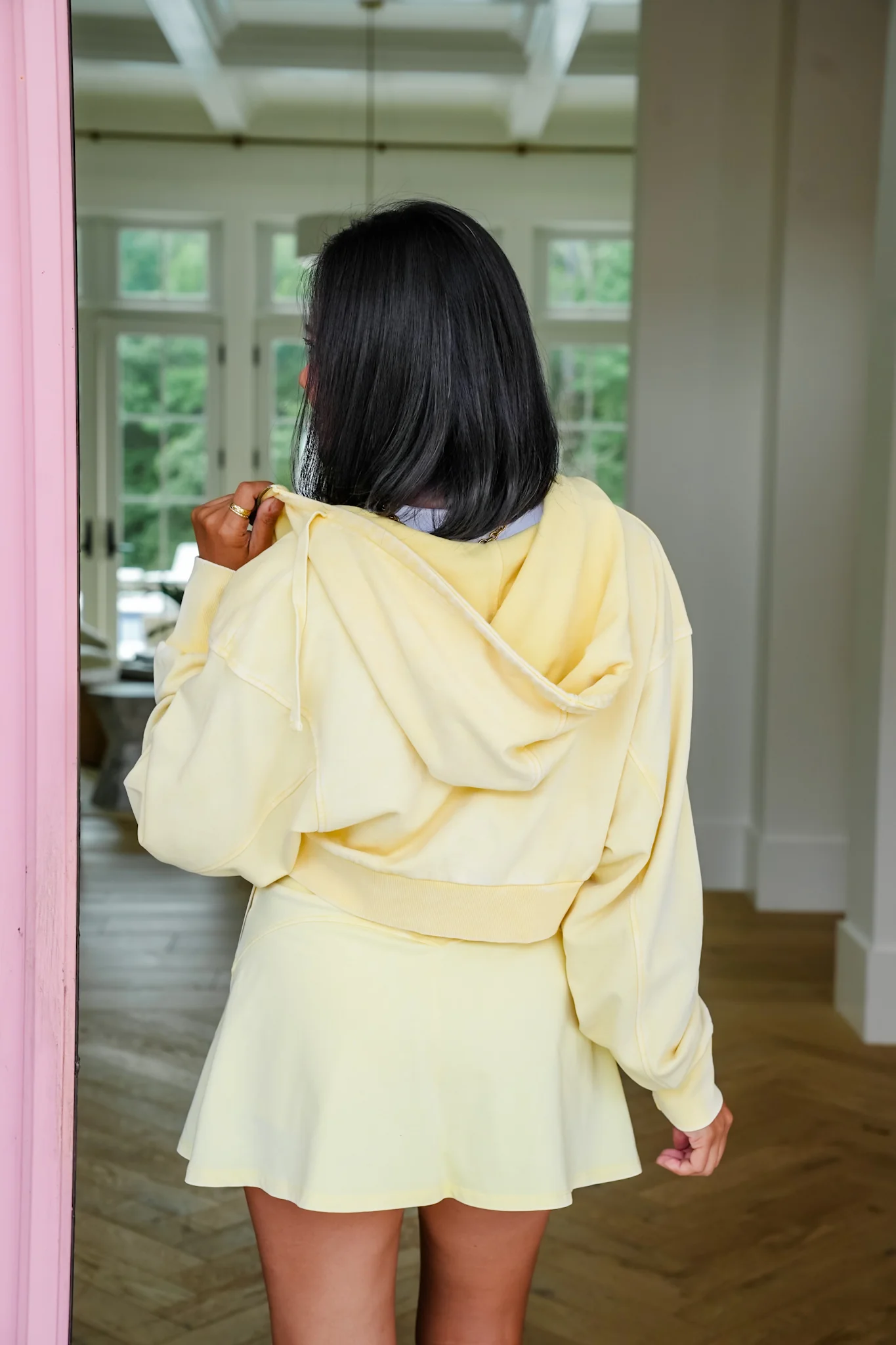 Solid Long Sleeve Cropped Hoodie Top - Image 3