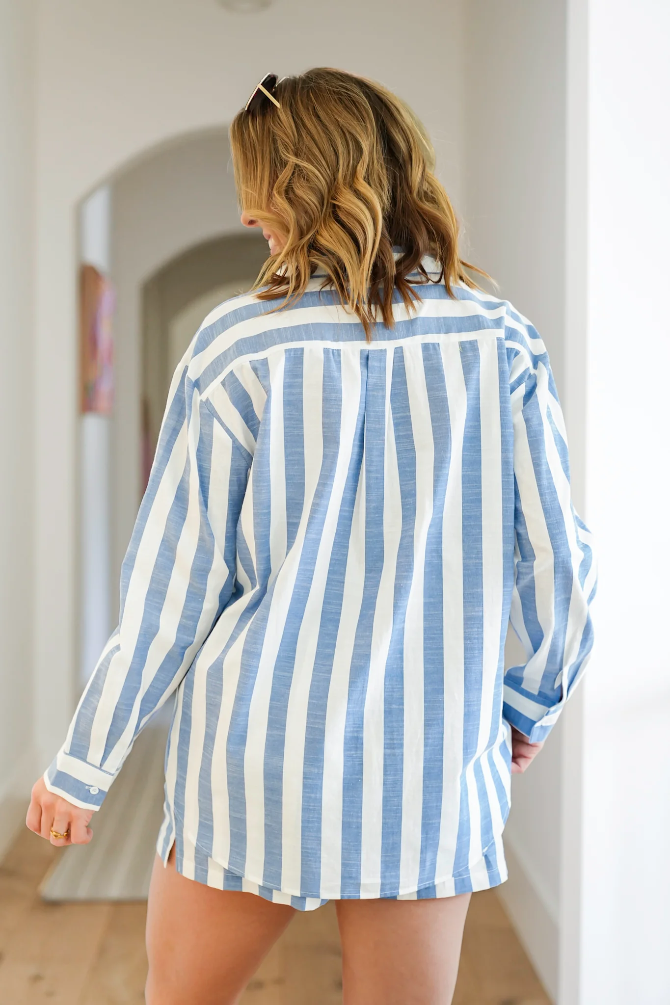 Stripe Long Sleeve Button Down Top - Image 6