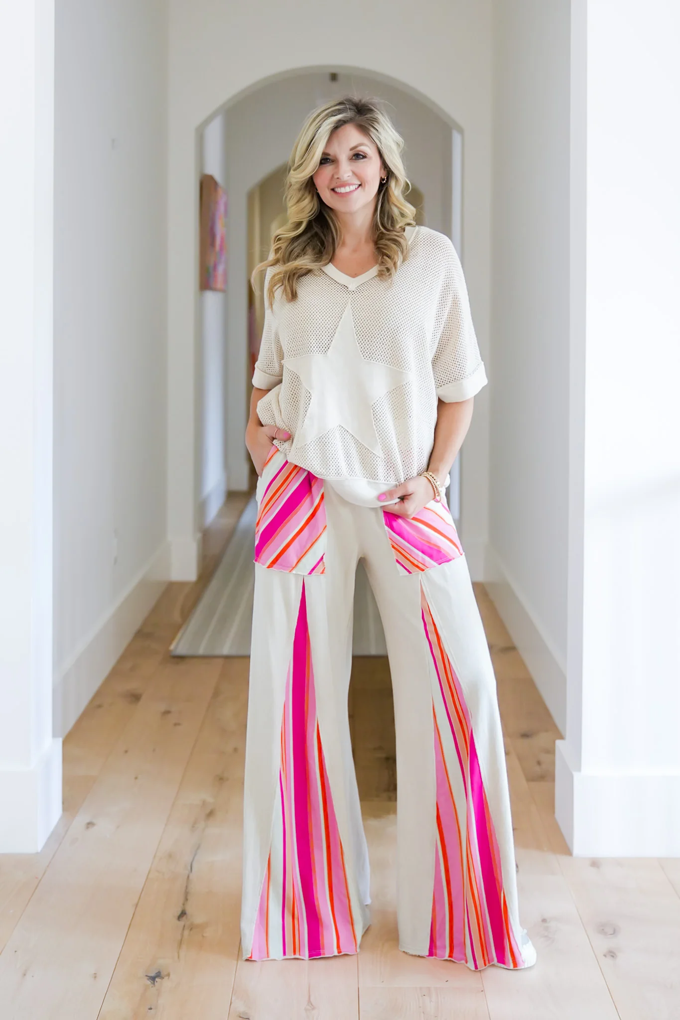 Striped Mineral Wash Elastic Waist Pants - Image 10