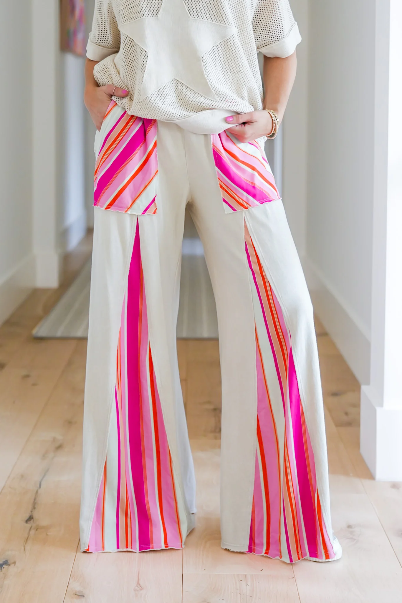 Striped Mineral Wash Elastic Waist Pants - Image 11