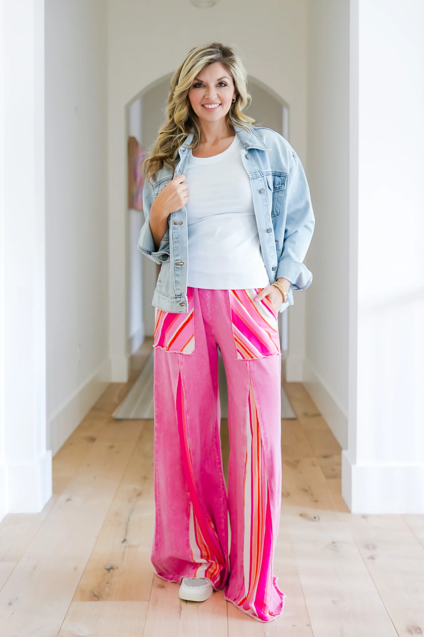 Striped Mineral Wash Elastic Waist Pants - Image 8
