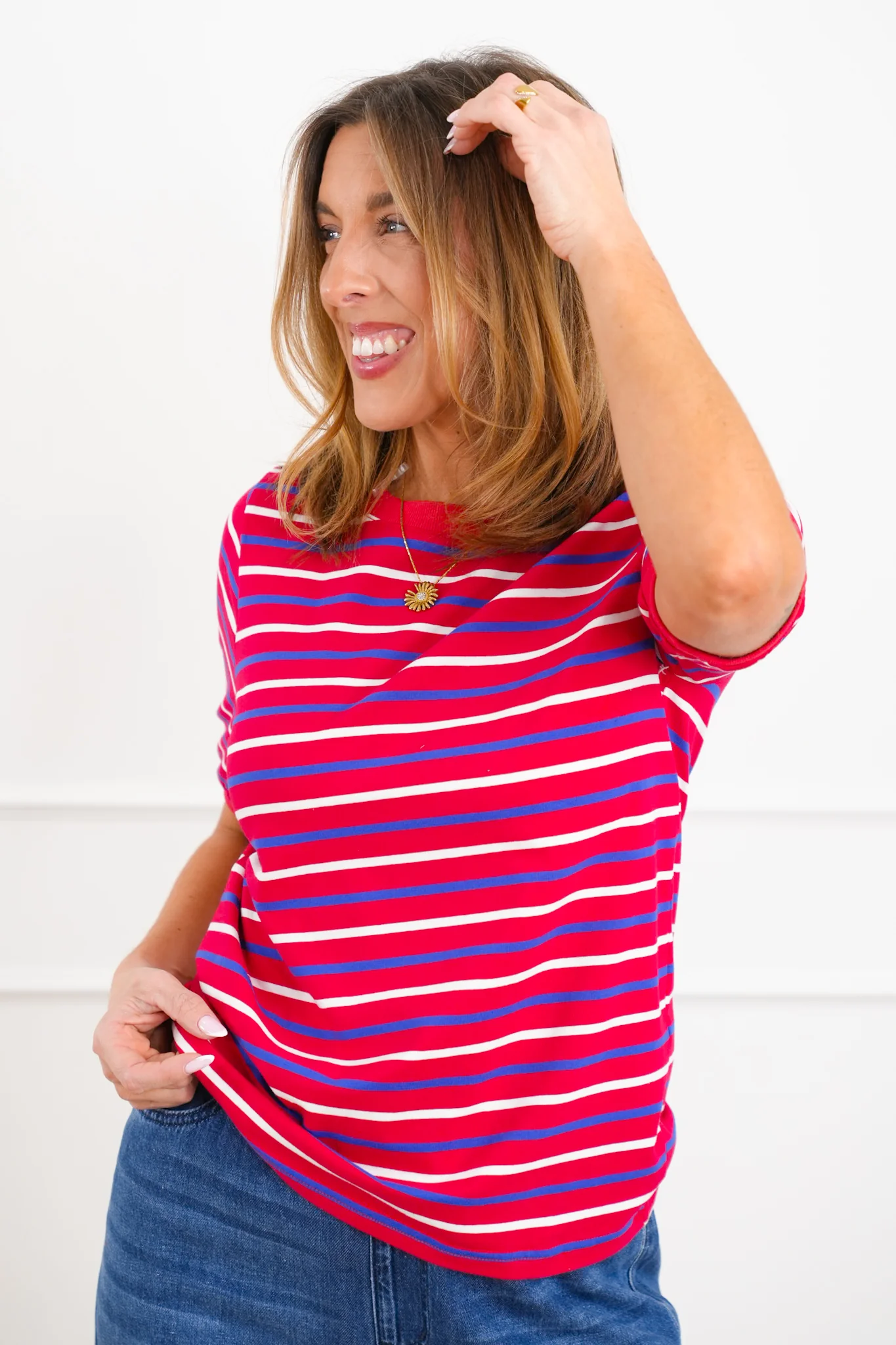Striped Short Sleeve Top - Image 5