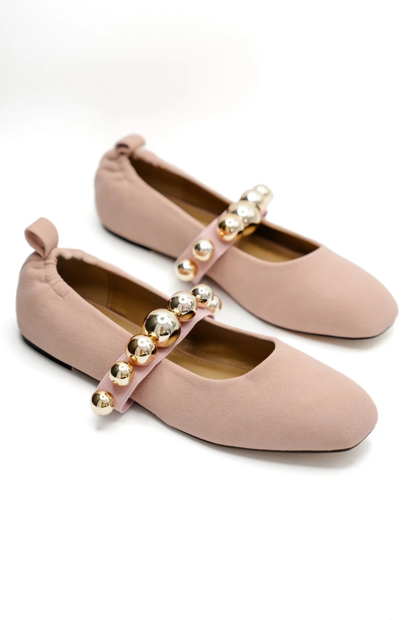 Vegan Suede Gold Bead Accent Ballet Flat - Image 2