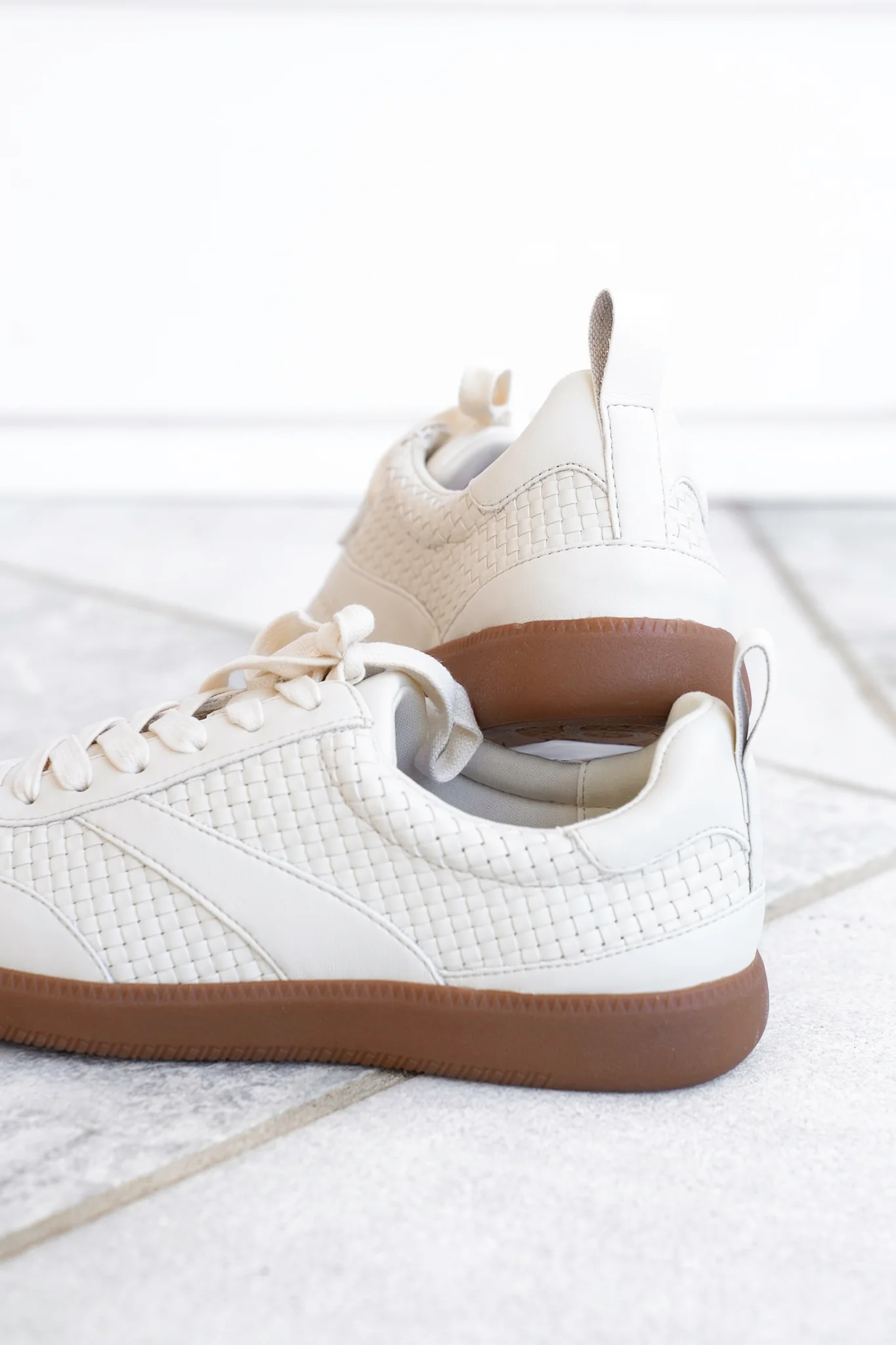 Woven Vegan Leather Lace Up Sneaker - Image 4